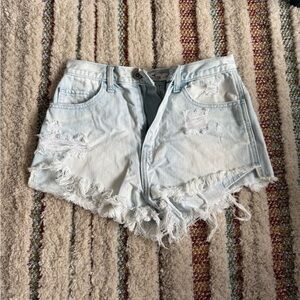 Hollister Distressed Light Blue Jean Shorts